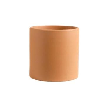 Imagem de Vaso de flores cilíndrico terracota, com orifícios de drenagem, recipiente de plantador de mesa, para ambientes internos e externos, quarto, sala de estudo, jardim, varanda (3 tamanhos) para ambientes
