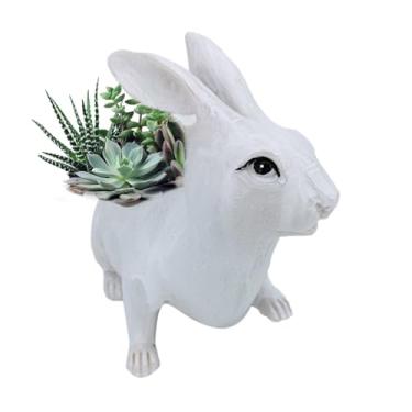 Imagem de Vaso para Plantas de Exterior,Recipiente Decorativo de Resina com Figura - Vaso de Coelho em Resina 17.78 x 9 x 13.97 cm (7 x 3.54 x 5.5 Polegadas) - Para Casa Jardim Sala de Estar Pátio Janela