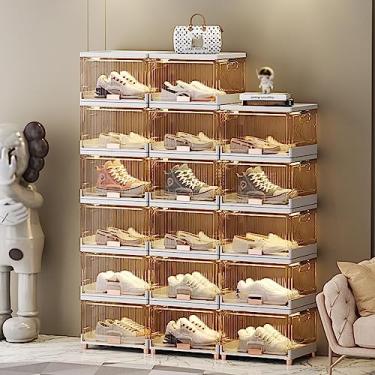 Imagem de Caixa organizadora de sapatos de plástico transparente caixas de sapatos empilháveis para armazenamento de tênis armazenamento de salto alto (tamanho: sete camadas) (Sete camadas transparentes)