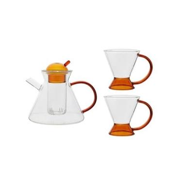 Imagem de Jarro de água nórdico conjunto de xícaras de chá de vidro resistente ao calor, pote de água com café, chá, aquecimento, chaleira fria, cestos de filtro, bule de chá, jarra de chá gelada