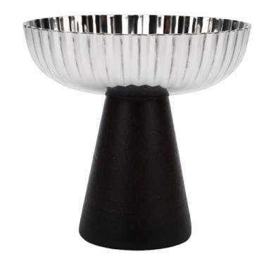 Imagem de Pssopp Copo de Sorvete, Copo de Doces de Iogurte Com Pés Redondos de Aço Inoxidável, Base de Madeira para Sobremesa, Salada de Iogurte Congelado, Frutas (Estilo listrado)