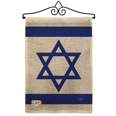 Imagem de Breeze Decor Bandera de Israel Israel Conjunto de suporte para pendurar na parede suporte de mastro de bandeira jardim estopa banner quarto interior exterior tapeçaria presentes avó porta da frente, decorações judaicas feitas nos EUA