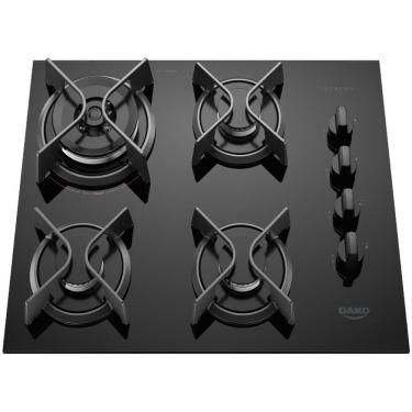 Imagem de Cooktop 4 Bocas Dako Supreme Meas Vidro Preto A Gás Bivolt Bivolt