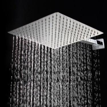 Imagem de Ducha Quadrada 40x40 Inox SUS304 40cm Borda Fina com Braço Quadrado - 
