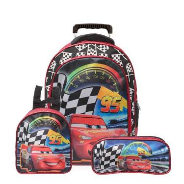 Imagem de Mochila Escolar Carros Disney Rodinha Kit Lancheira+Estojo - TOYS 2U