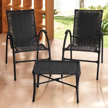 Imagem de Conjunto De Mesa De Centro E 2 Cadeiras ônix área Externa Preto