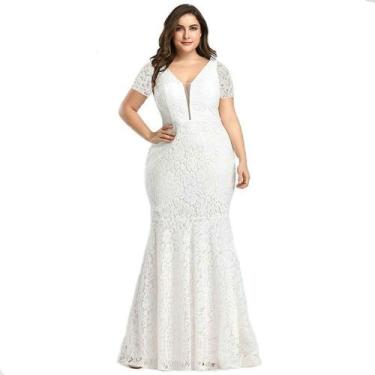 Imagem de Vestido Longo Plus Size 58 Noiva Renda Civil Madrinha Festa - Bella Fe