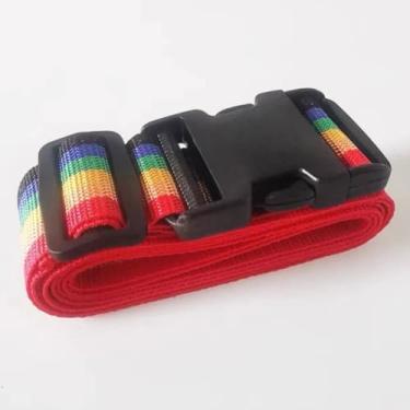 Imagem de Cinta de Segurança para Bagagem com Cadeado de Senha, Arco-Íris, 2 Metros x 5 cm, Ajustável, PP Resistente