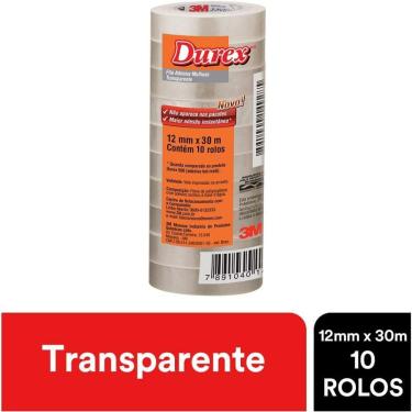 Imagem de Fita Adesiva Multiuso Transparente Durex 12mm X 30m Com 10 Rolos 3m