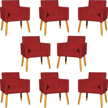 Imagem de Kit 8 Poltronas Nina Para Recepção Suede Cores Pé Palito 30cm Castanho - Suede