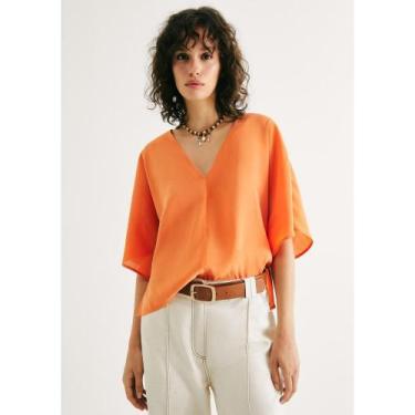 Imagem de Blusa Feminina Box Em Peach Touch - Laranja G - Hering Adulto, G