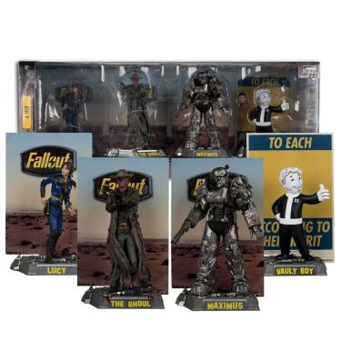Imagem de Bonecos de ação McFarlane Toys Fallout Lucy, Maximus, The Ghoul e Vault Boy, pacote com 4, 15 cm