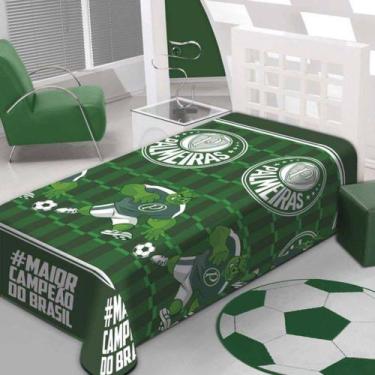 Imagem de Manta Cobertor Solteiro Time Futebol Palmeiras Campeão Soft Microfibra