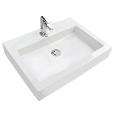 Imagem de Kit Cuba Pia Louça Cerâmica Banheiro C/ Torneira e Válv S05 - Smart No