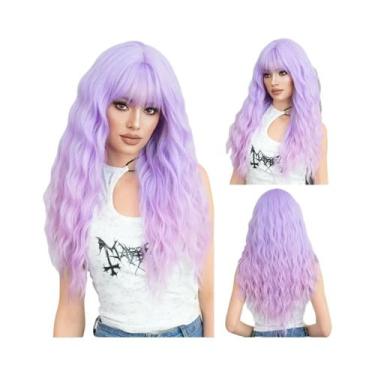 Imagem de Peruca Sintética Longa Ondulada Roxa Para Mulheres, Alta Densidade, On