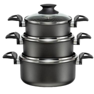 Imagem de Jogo de Caçarolas 16 a 20 - PRESTIGE Tampa de Vidro Panela Antiaderent