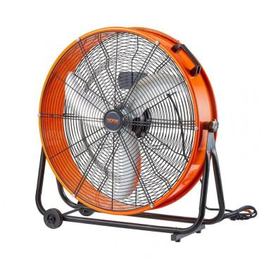 Imagem de Ventilador Industrial de Tambor VEVOR 61 cm Laranja, Alta Velocidade 8700 CFM, 3 Velocidades, Inclinação 360°, Modelo HIFANXDRUM24, 110V