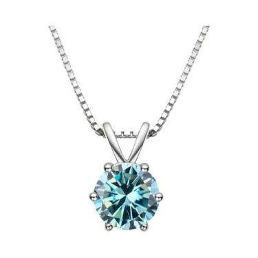 Imagem de Colar Feminino De Prata Esterlina 925 Com Pingente De Moissanite E Dia