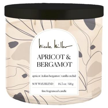 Imagem de Vela Nicole Miller, damasco, bergamota, 430 ml, mistura de cera de soja