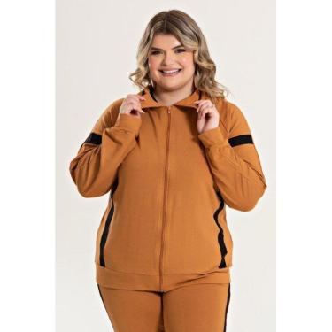 Imagem de Jaqueta Feminina Plus Size Molecotton Com Faixas Contrastante - Serena-Feminino