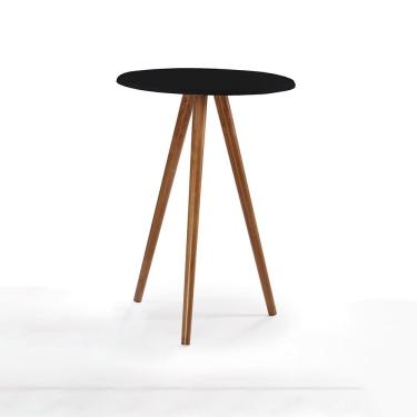 Imagem de Mesa de Apoio Grande Tripé Pé Palito Hannover - Preto/Imbuia Glazer
