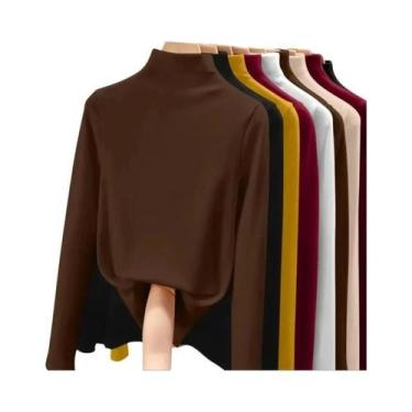 Imagem de Camiseta Térmica Feminina De Manga Longa, Ajuste Slim, Gola Alta, Roup