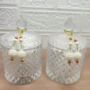 Imagem de Porta Algodão e Cotonete Com Tampa Porta Joias Organizador Para Banheiro e Lavabo Potiche Decorativo Pote Multiuso Para Maquiagem e Biju Kit Higiene - Luiggi Presentes® (Rosê Gold)