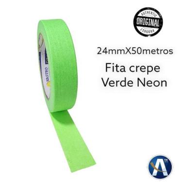 Imagem de Fita Crepe Verde Neon 24mm x 50m - Ideal para Eventos e Artes - Nastro