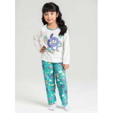 Imagem de Pijama Longo Infantil Menina Natural Corujas de Óculos - Molekada, 12