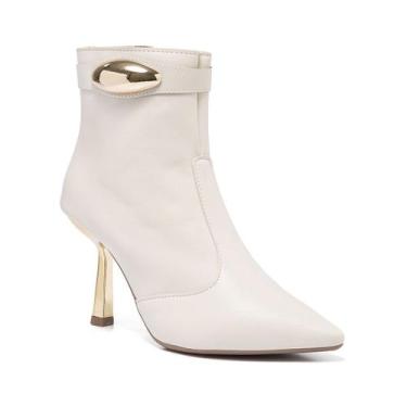 Imagem de Bota Feminina Cano Curto Bico Fino Salto Metalizado Lesma - Stessy Sho