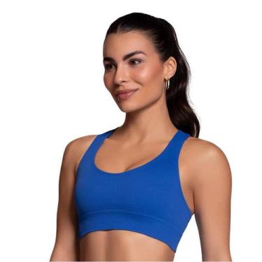 Imagem de Top Selene Canelado Sem Costura, Azul, M