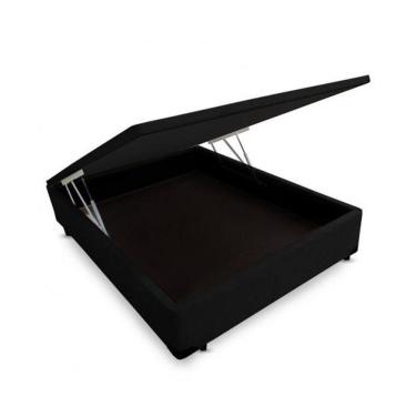 Imagem de Cama Box Baú Blindado Viúva Homequeen Suede Preto 41x128x188