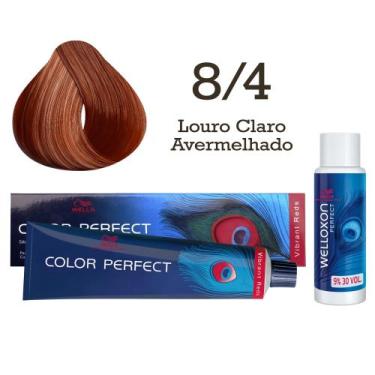 Imagem de Coloração Color Perfect 8.4 Louro Claro Avermelhado Emulsão Oxi 30 Wel