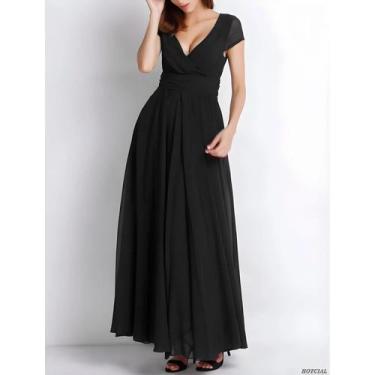 Imagem de Vestido De Praia Boho Sexy Para Mulheres, Manga Curta, Decote Em V Pro