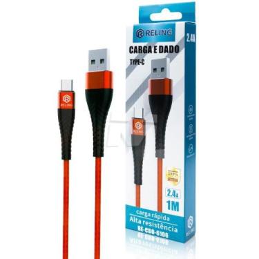 Imagem de Cabo Tipo C USB 2.4A 1 Metro  Carregamento Rápido e Transferência de D