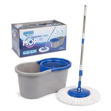 Imagem de Balde Spin Centrifuga Mop360com Esfregão Balde 13L Cinza - Clean Tech