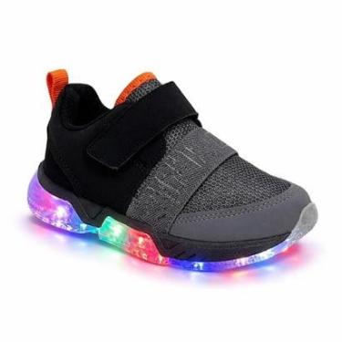 Imagem de Tênis Klin Light com LED 604062 Preto/Grafite/Laranja-Unissex