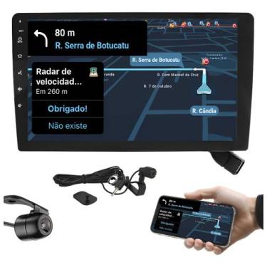 Imagem de Multimidia 2 din 9 hurricane hm1100 android auto e carplay sem fio + c