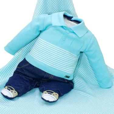 Imagem de Saída de Maternidade Fofinho Bernardo Tricô e Denim Verde, Verde água,