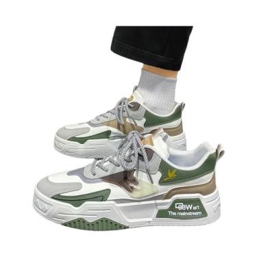 Imagem de Tênis Masculino De Couro Para Skate 2024 Outono Casual Esportivo Cano 