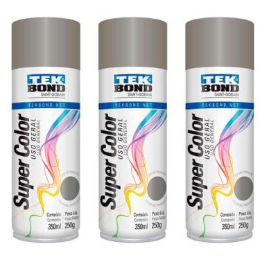 Imagem de Kit 3 Tinta Spray Uso Geral 350ml Cor Platina Tekbond 