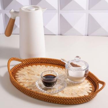 Imagem de Garrafa Termica de Plastico com Cabo de Madeira Nordica 1L para Cafe Cha e Sucos Mesa Posta Branca Wolff