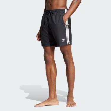 Imagem de Shorts Adidas Natação 3 Listras Preto e Branco, EG