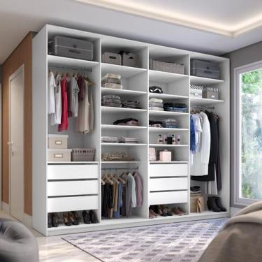 Imagem de Closet Casal 100% MDF BP 277cm 6 Gavetas Sion Branco - RR Móveis