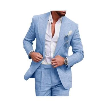 Imagem de Terno Slim Fit Masculino De Linho Para Casamento Na Praia, Festa De Fo