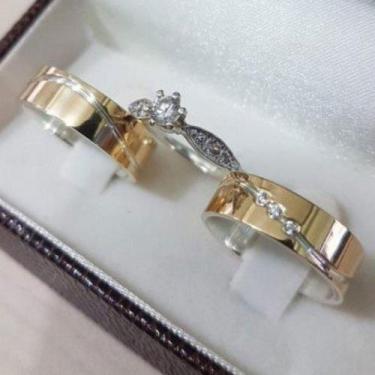 Imagem de Par Aliança de Casamento ou de Noivado em Ouro 18k CORTE DIAGONAL Pipp