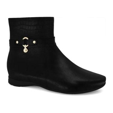 Imagem de Bota Feminina Comfortflex Cano Curto Confortável Textura Estilo Croco 