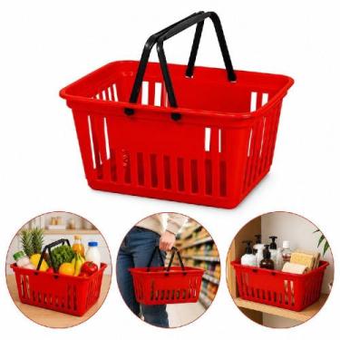 Imagem de Cesto compras com alça cestinha mercado feira lojas hortifruti organiz