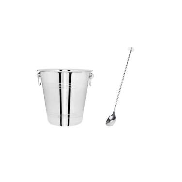 Imagem de Balde de Gelo Inox e Colher Bailarina Drinks Bar Bartender - CASACHA