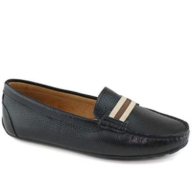 Imagem de Mocassim feminino casual confortável de couro legítimo leve para dirigir MJNY, Preto, macio, granulado, 5